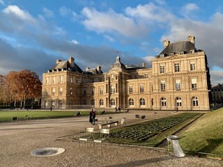 City, park, louvre, eiffel tower in Paris, France