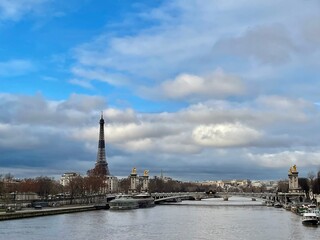 Fototapeta na wymiar Seine river and Old Town of Paris, France