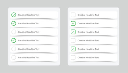 Simple multiple choice checklist ui template with curve shadow