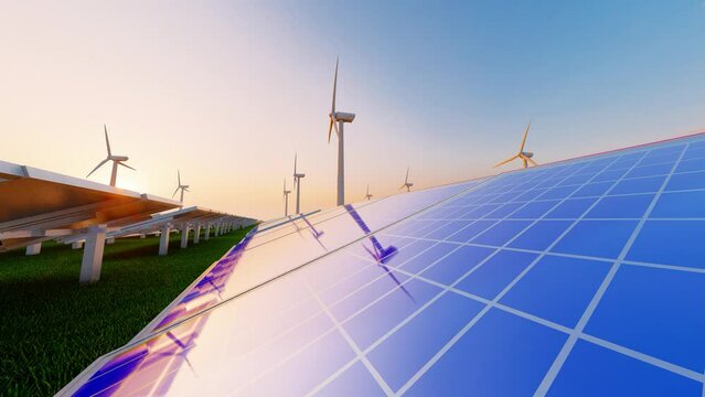 Green solar photovoltaic polysilicon panels generate electricity