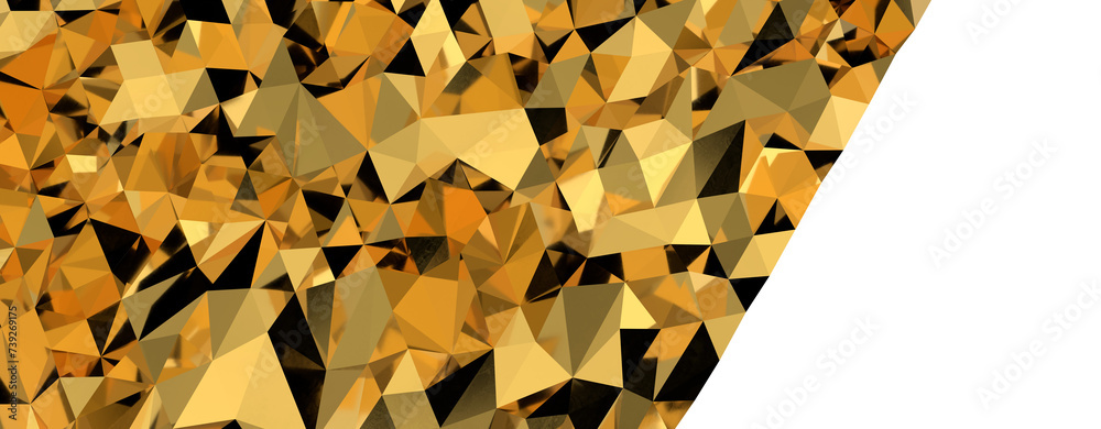 Poster abstract 3d render illustration,surface gold crystal geometric triangle and polygonal shapes templat