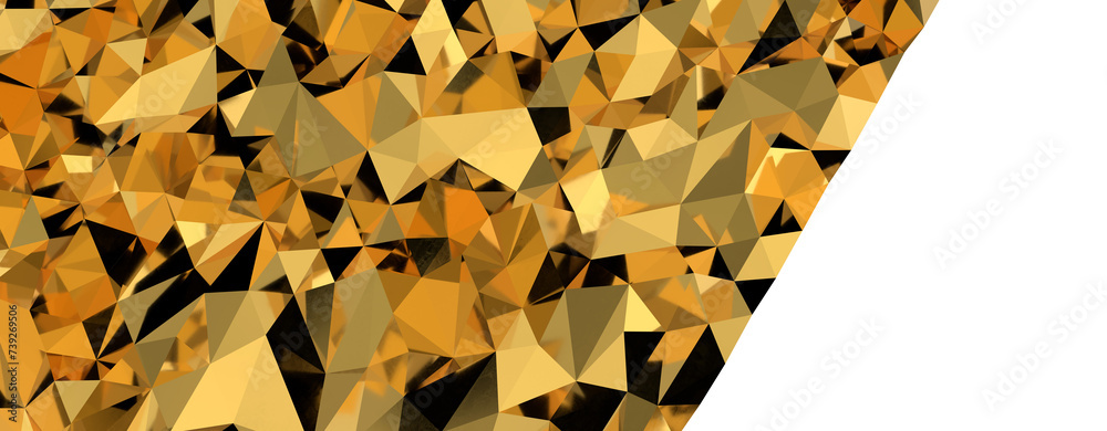 Poster abstract 3d render illustration,surface gold crystal geometric triangle and polygonal shapes templat