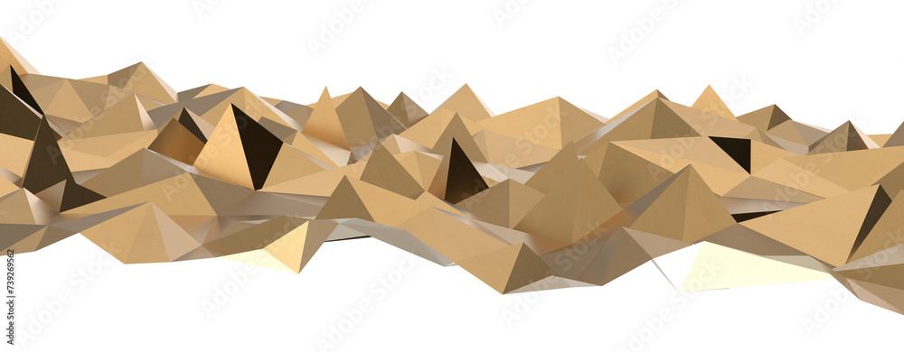 Poster Gold Polygon Background 3D Rendering