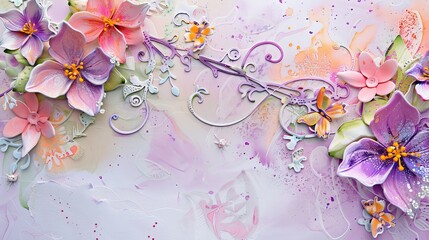 Whimsical Watercolor Floral Design for Background Artwork