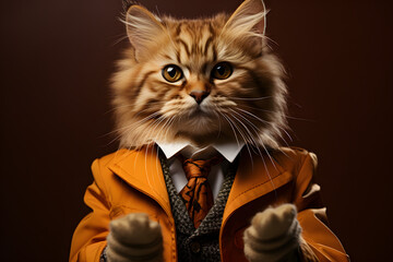 Cat in Fashionable Outfit.