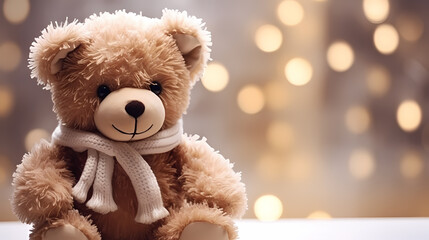 Teddy bear on delicate background, holidays concept