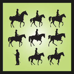 Horseback rider silhouette set