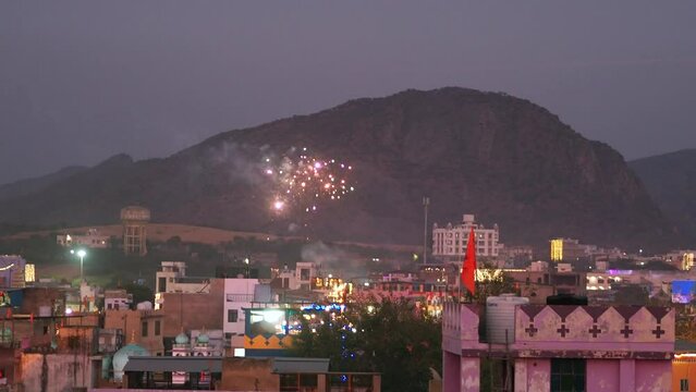 fireworks above the city