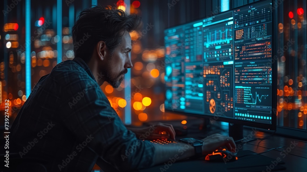 Poster Developer of software on the Internet, using artificial intelligence, big data management, cloud computing, digital technology and data exchange concepts.