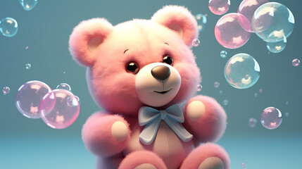 Teddy bear on delicate background, holidays concept