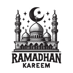 Crescent Islamic with mosque for Ramadan Kareem vector illustration