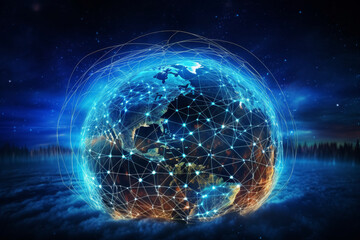 Obraz premium Digital Globe Network Representing Global Connectivity