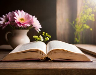     "Nature's Embrace: A Cozy Afternoon with Books and Blooms"

