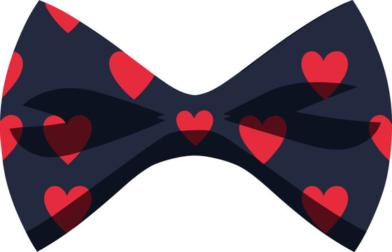 bow tie with hearts flat design vector illustration