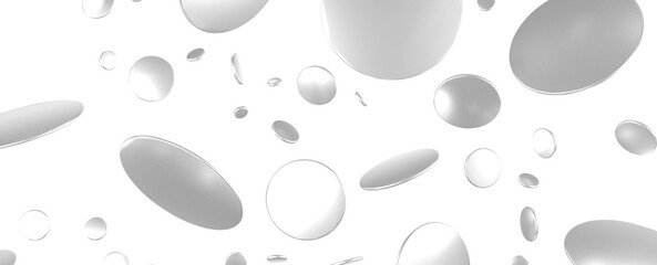 Gilded Festivity: Brilliant 3D Illustration Showcasing a Shower of silver Confetti