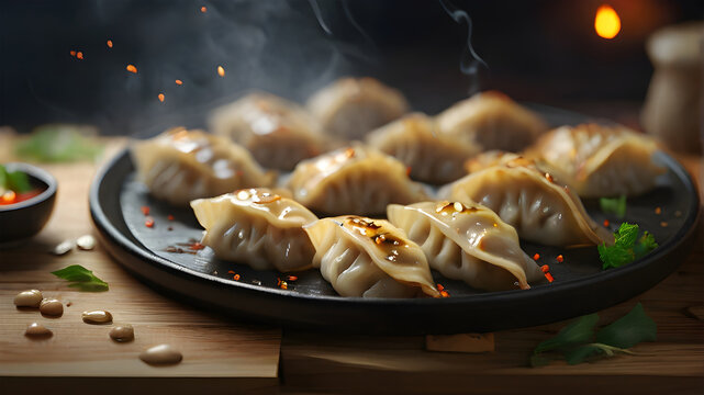 Momos Dumplings served with Tomato chutney