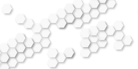 Abstract background with hexagons honeycomb technology texture.  Hexagonal vector grid tile and mosaic structure mess cell. white and gray hexagon honeycomb geometric copy space. 