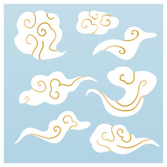 Fototapeta premium Chinese Traditional cloud stickes design clipart vector set