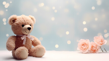 Warm scene with stuffed teddy bear