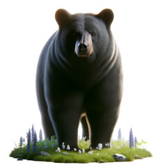 Naklejka premium Black Bear.,The animal in a spring,Animal,PNG format,3D render isolated on a white background