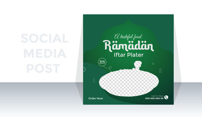 Ramadan special food sale & dates social media post design template
