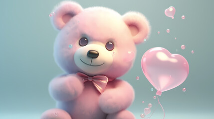 Cute teddy bear, copy space, bokeh effect