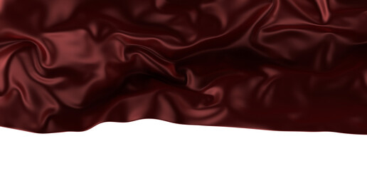 Abstract red cloth falling. Satin fabric flying in the wind