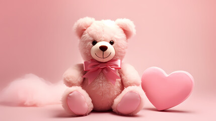 Cute teddy bear, copy space, bokeh effect