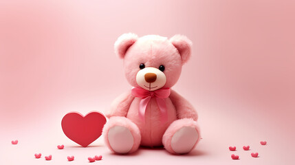 Cute teddy bear, copy space, bokeh effect