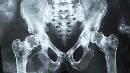 X-ray of the pelvis and spinal column of a woman