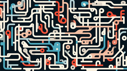 Abstract jumbled and chaotic maze  representing the stress of navigating challenges. simple Vector art