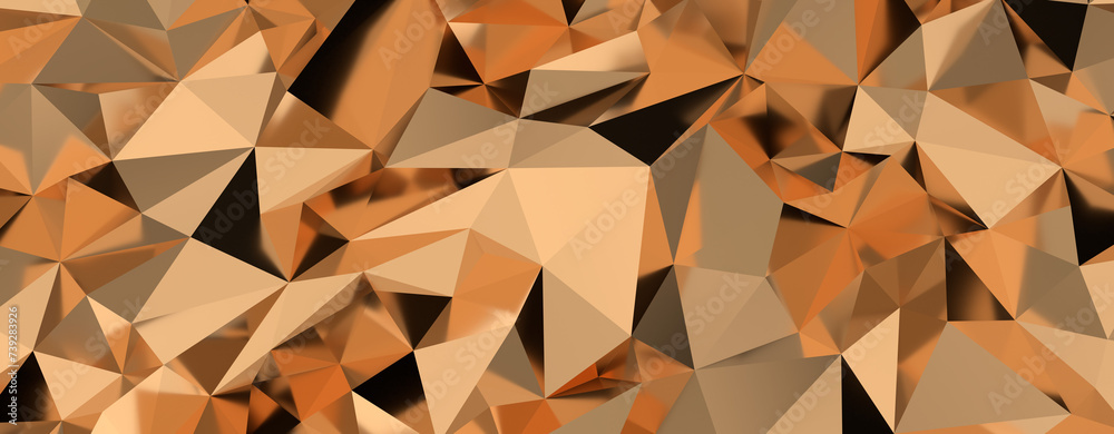 Wall mural gold polygon background 3d rendering, 3d illustration. abstract triangle background. gold background