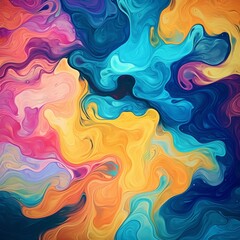 Colorful Abstract Background. Digital Acrylic Color Swirl Or Similar Marble Twist Texture