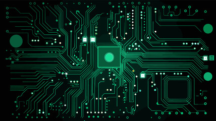 Abstract circuit board with electronic components  representing printed circuit board design. simple Vector art