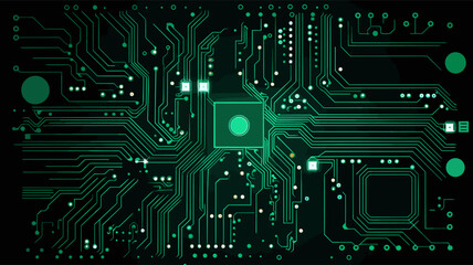 Fototapeta premium Abstract circuit board with electronic components representing printed circuit board design. simple Vector art