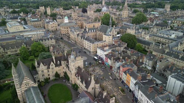 Aerial and drone view of Oxford city, England, UK
