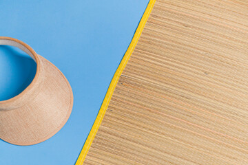 Beach mat and visor. Visor concept. Sun concept.