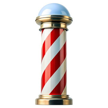 Classic Red and White Barber Pole - Iconic Vintage Symbol Isolated on White Background