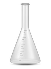 Plastic or glass measure jug. Realistic glass cup with measurement scale for volume isolated. Container for cooking or chemicals. icon