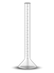 Plastic or glass measure jug. Realistic glass cup with measurement scale for volume isolated. Container for cooking or chemicals. icon