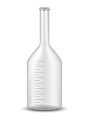 Plastic or glass measure jug. Realistic glass cup with measurement scale for volume isolated. Container for cooking or chemicals. icon