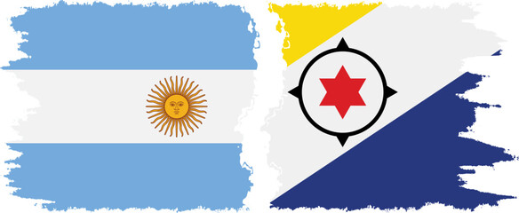 Bonaire and Argentina grunge flags connection vector