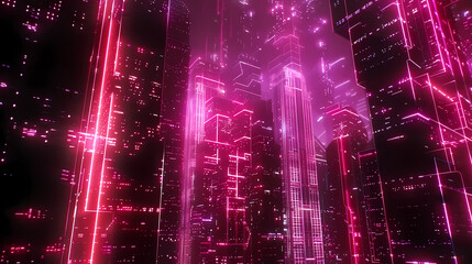 Futuristic Cityscape at Twilight With Neon Lights
