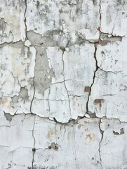 Peeling white paint over concrete creates a contrasting texture of decay and the relentless passage of time. The visual effect is both historical and artistic.