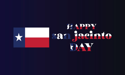 Happy San Jacinto Day Stylish Text With Flag And Blue Background Design