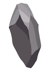 Rock stones or debris of mountain. Gravel, gray stone. Polygonal shape, piece of fossil stone. Game decoration element