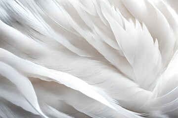 A single, delicate white feather resting gracefully on a smooth, soft fabric surface, embodying lightness and purity