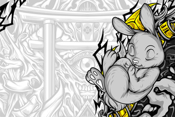 cute sleeping rabbit vector illustration for your print