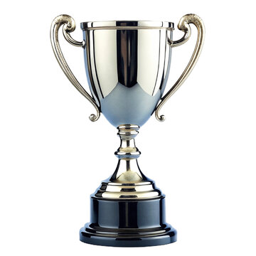 Shiny Silver Trophy Cup - Winner Prize Achievement Award Isolated on White Background