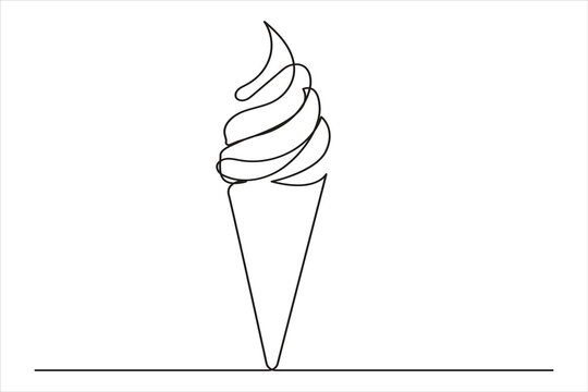 recommend clip art: ice cream cone continuous single line drawing. line art vector illustration
